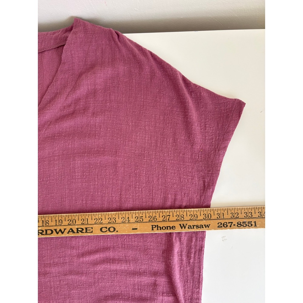Bonne Journee Kaftan Maxi Dress 3 Pink Textured V-Neck Oversized Baggy Boho - Picture 9 of 9